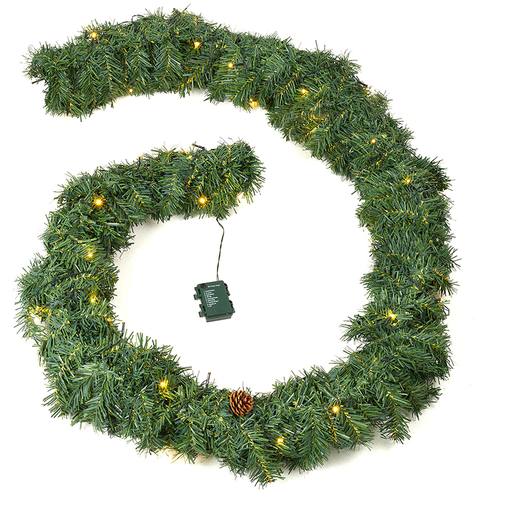 2.7m Christmas Garland with LED Lights - Green