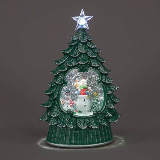 26cm LED Water Tree with Snowmen & Trees