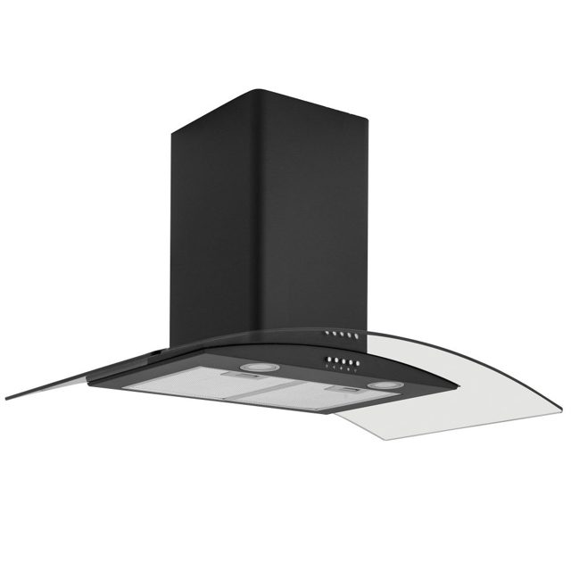 Caple 90cm Curved Glass Chimney Hood CGC911BK Black