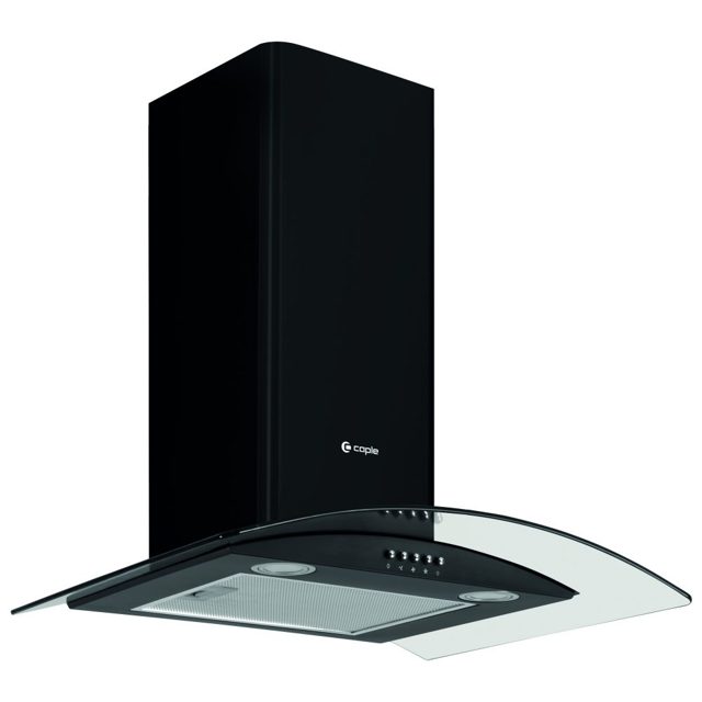 Caple 60cm Curved Glass Chimney Hood CGC611BK Black
