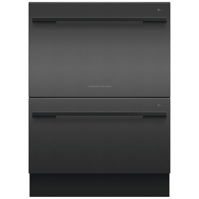 Fisher Paykel Series 9 Designer Series Flat Double DishDrawer With Sanitise DD60DDFHB9 Black Steel
