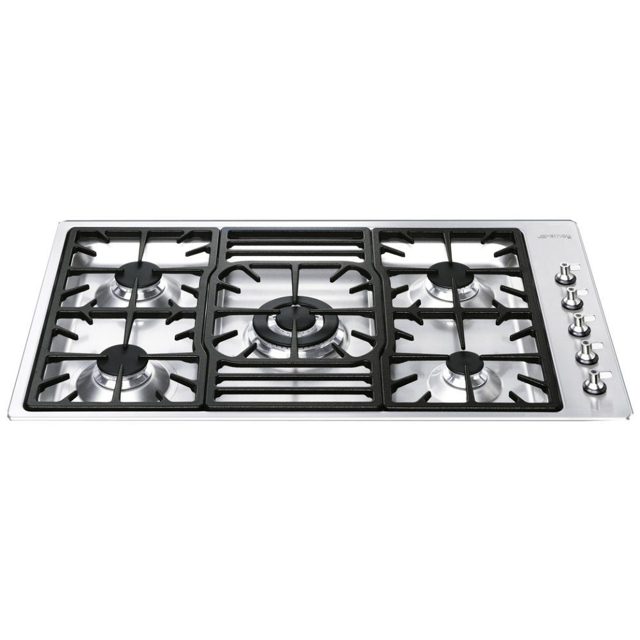 Smeg Classic 90cm Ultra Low Profile 5 Burner Gas Hob PGF95-4 Stainless Steel