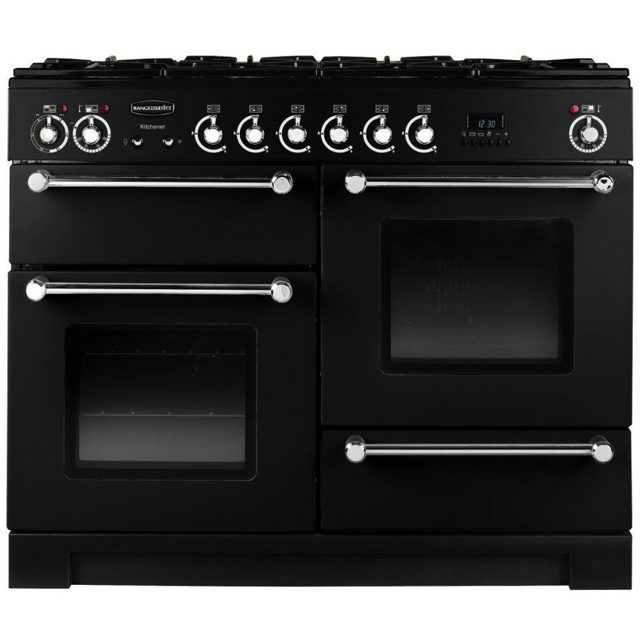 Rangemaster Kitchener 110cm Dual Fuel Range Cooker 76280 KCH110DFFBL/C Black
