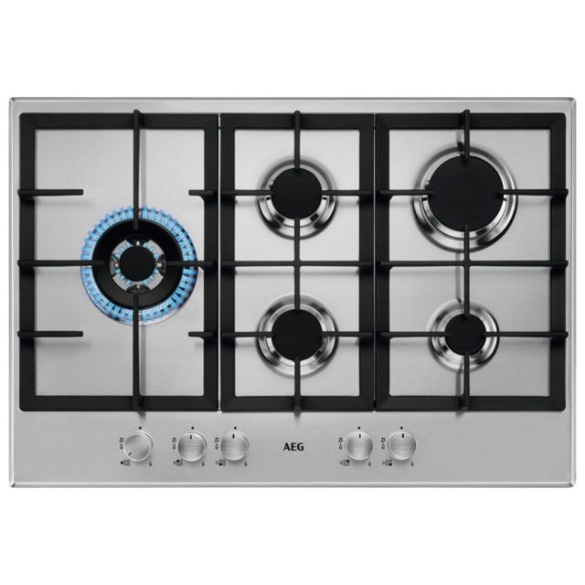 AEG 75cm Series 3000 5 Burner Gas Hob HGB75500SM Stainless Steel