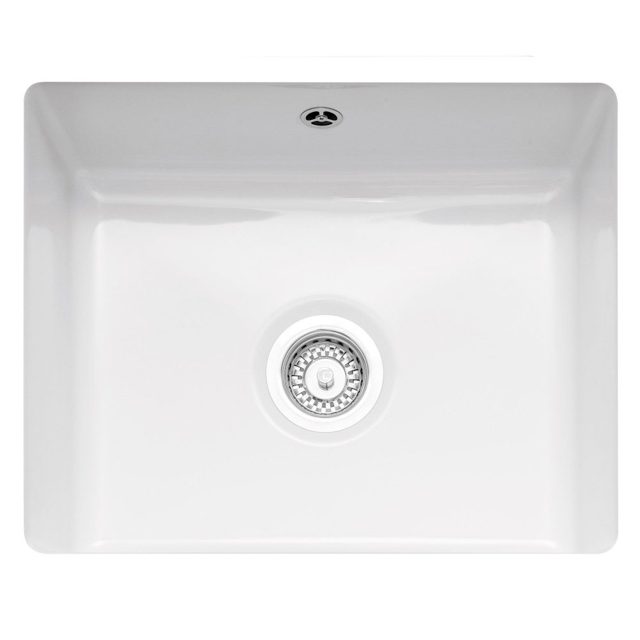 Caple Ettra 55cm Single Bowl Ceramic Undermount Sink ETT600U White