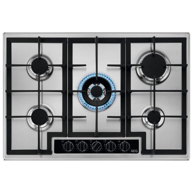 AEG 75cm Series 6000 5 Burner Gas Hob HGB75420YM Stainless Steel