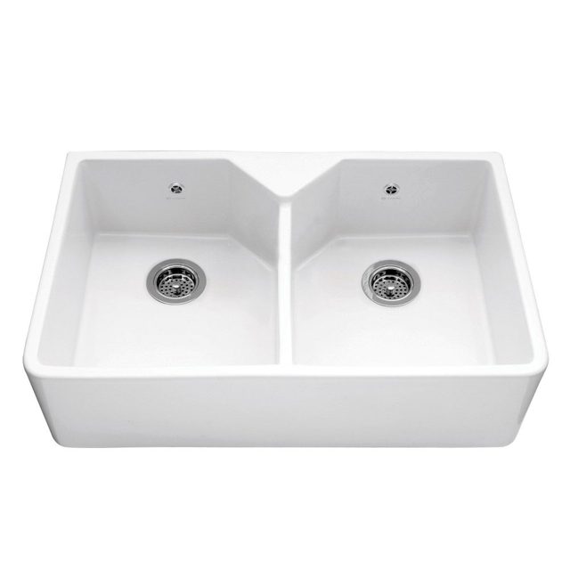 Caple 80cm Double Bowl Ceramic Sink CHEPSTOW2 White