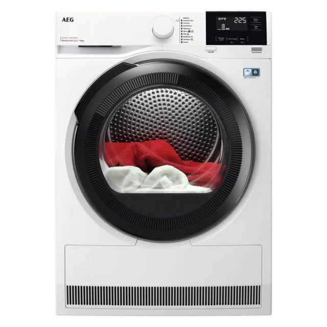 AEG 8kg Series 8000 AbsoluteCare Heat Pump Condenser Tumble Dryer TR818P4B White