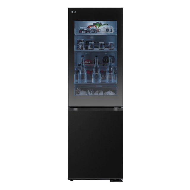 LG 60cm Instaview Frost Free Fridge Freezer GBG5160CEV Black Steel