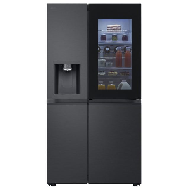 LG Door In Door Instaview American Fridge Freezer With Ice & Water Non Plumbed GSXE91EVAD Black Steel