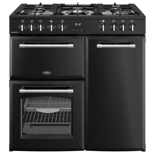 Belling Farmhouse 90DF Dual Fuel Range Cooker 444411820 BLACK