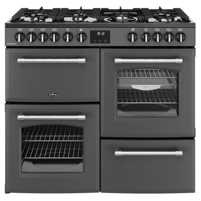 Belling Farmhouse 100DF Dual Fuel Range Cooker 444411828 ANTHRACITE
