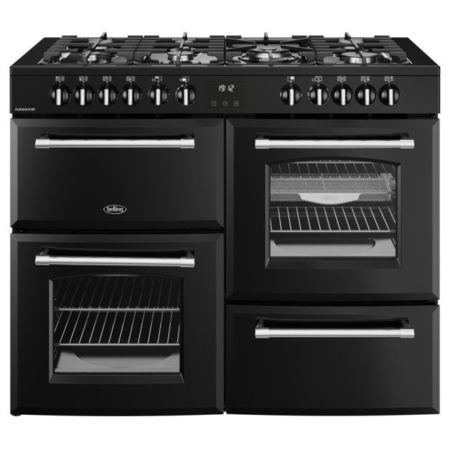 Belling Farmhouse 110DF Dual Fuel Range Cooker 444411838 BLACK