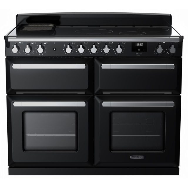 Rangemaster Estel Deluxe BC 110cm Induction Range Cooker With Chrome Trim 15299 ESDLB110EIPGBL/CM1 Black
