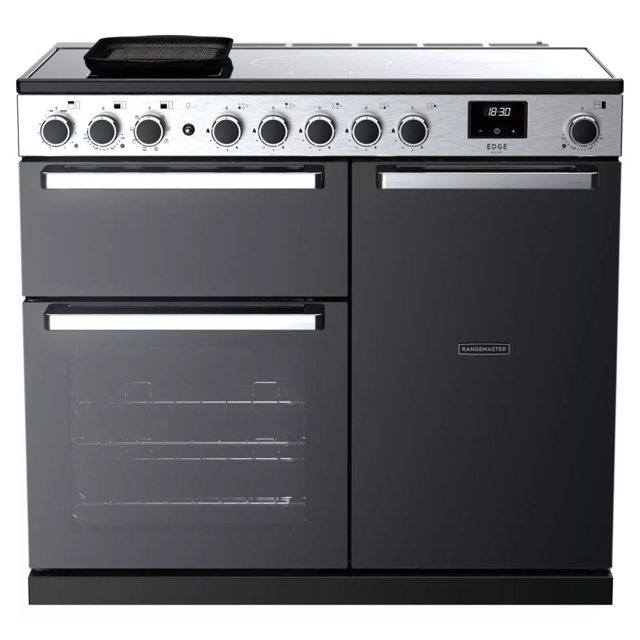 Rangemaster Edge Deluxe 100cm Induction Range Cooker With Chrome Trim 15812 EDDL100EIGBLK/CM1 Black