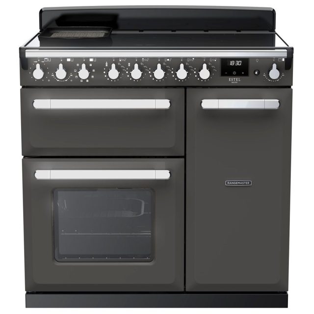 Rangemaster Estel Deluxe 90cm Induction Range Cooker With Chrome Trim 15028 ESDL90EIPSLT/CM1 Slate