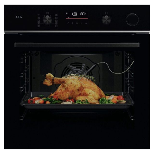 AEG Series 6000 Pyrolytic SteamCrisp Multifunction Single Oven TR6PB521SB Black