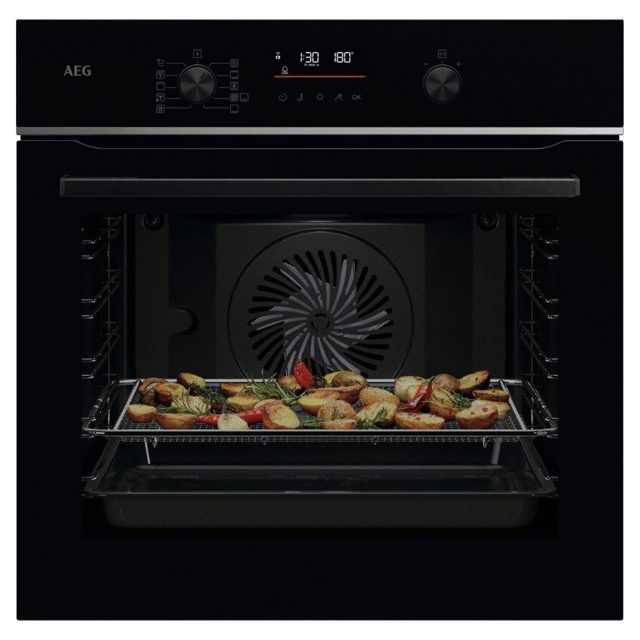 AEG Series 6000 Pyrolytic SteamBake Multifunction Single Oven TS6PB521AB Black