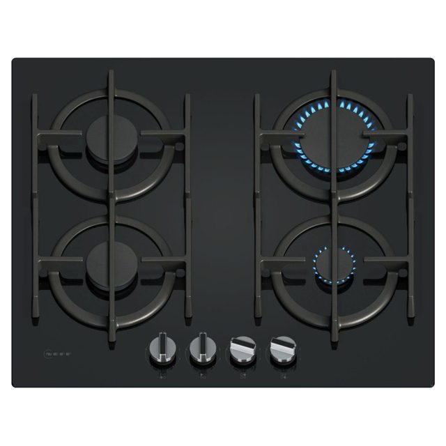Neff 60cm N70 4 Burner Gas On Glass Hob T26PIP4S0 Black
