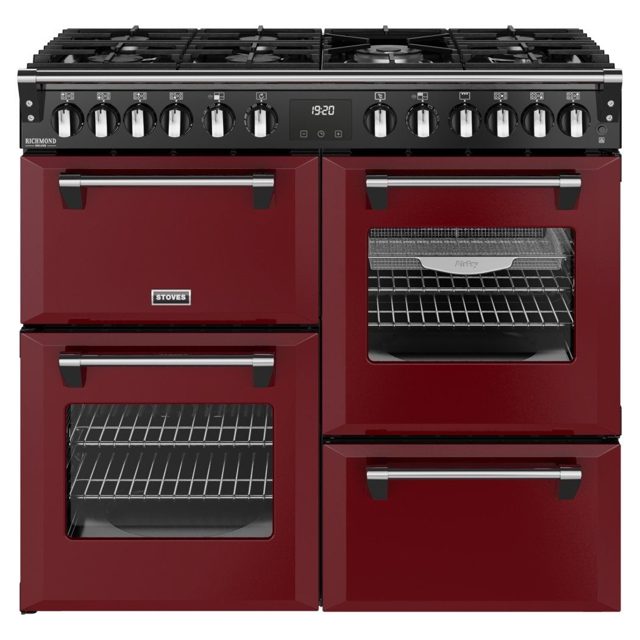 Stoves Richmond Deluxe 100DF Dual Fuel Range Cooker 444412020 GARNET RED
