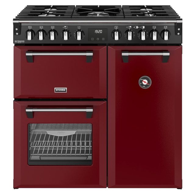 Stoves Richmond Deluxe 90DF Dual Fuel Range Cooker 444412008 GARNET RED