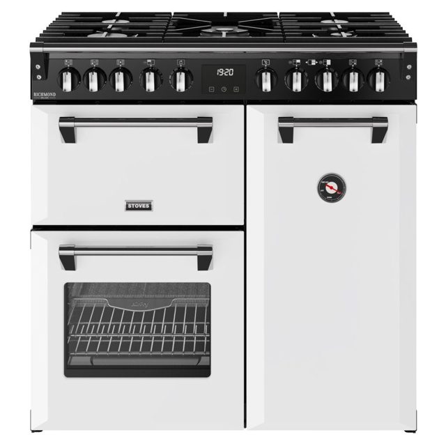 Stoves Richmond Deluxe 90DF Dual Fuel Range Cooker 444412004 ICE WHITE