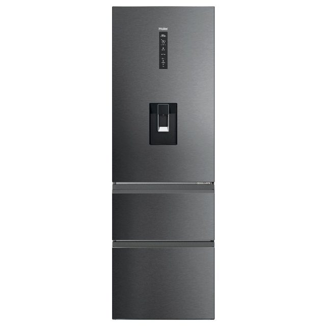 Haier 60cm MyZone Frost Free Fridge Freezer With Water HTW5618EWMP Platinum Inox