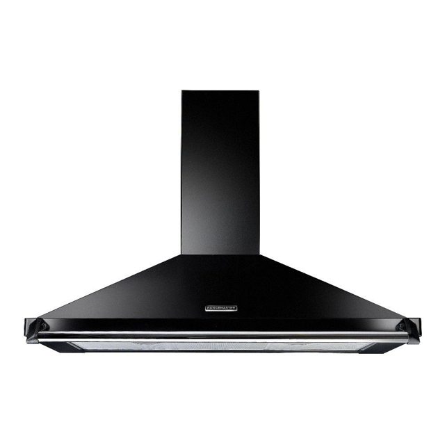 Rangemaster 90cm Classic Chimney Hood With Chrome Rail And Badge RCLAHDC90BL/C Black
