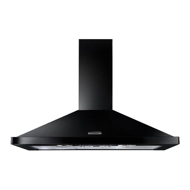 Rangemaster 90cm Chimney Hood With Chrome Badge RHDC90BL/C Black