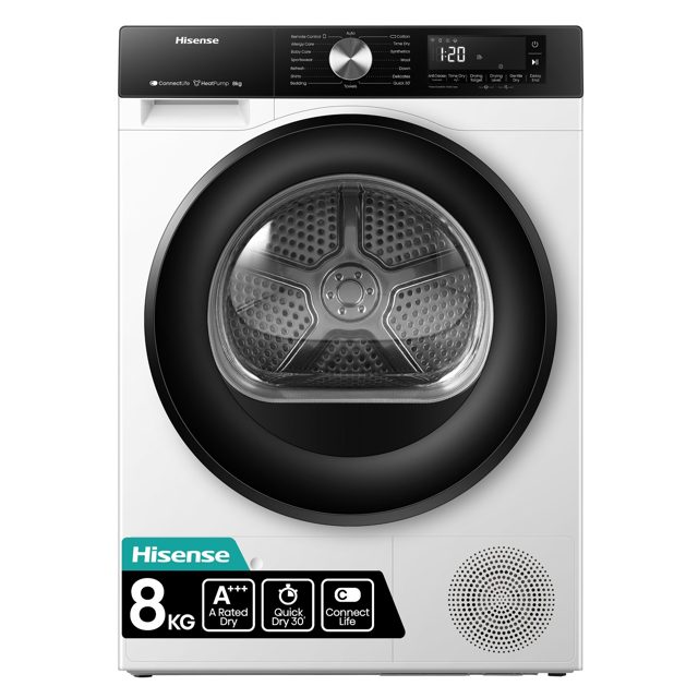 Hisense 8kg 3S Series Heat Pump Condenser Tumble Dryer DH3S802BW3 White