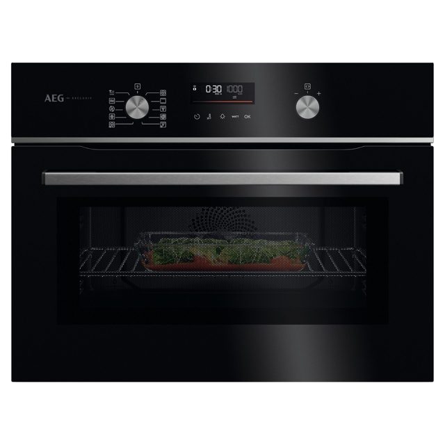 AEG Exclusiv 60cm Series 6000 Built In Combi Microwave For Tall Housing GK6NK40FB Black