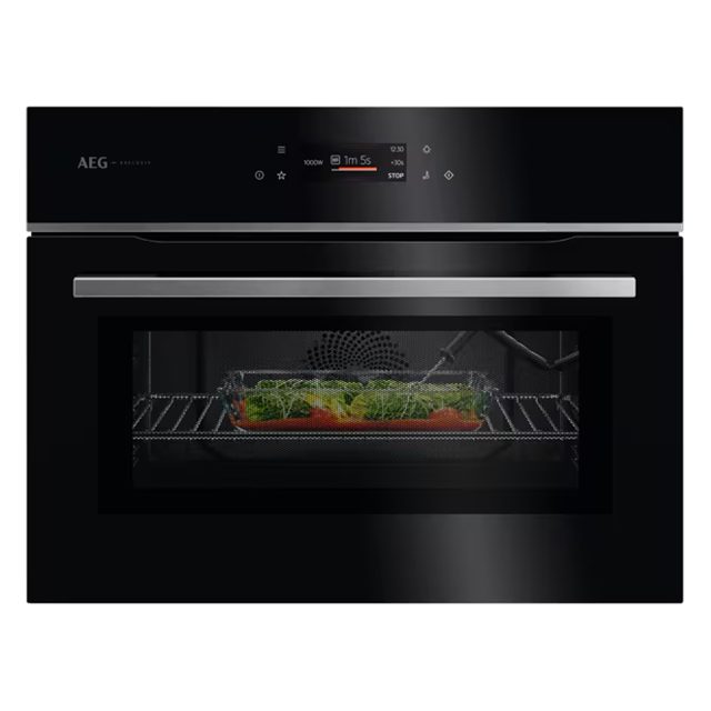 AEG Exclusiv 60cm Series 8000 Built In Combi Microwave For Tall Housing GK7NK62FB Black
