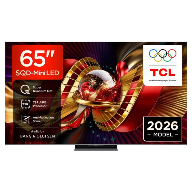 TCL 65 QD-Mini LED, 4K UHD TV 144 HZ Smart Google TV, Dolby Atmos, Audio by Bang + Olufsen 65C8L-UK Black