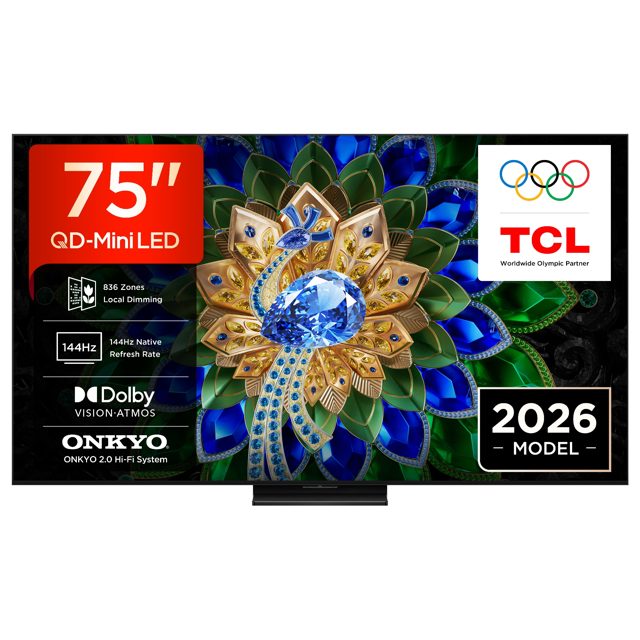 TCL 75 QD-Mini LED TV Matte NXTVISION Display 144Hz 75A400U-UK Black