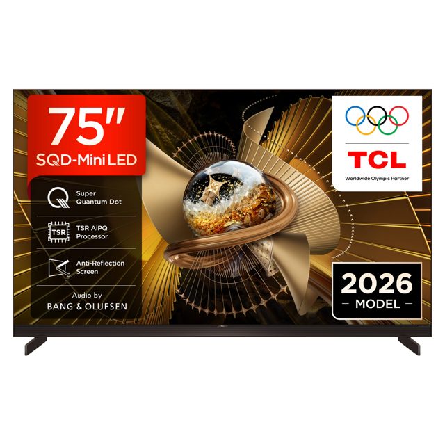 TCL 75 SQD Mini LED 4K UHD TV, 144 Hz, Smart Google TV, Audio by Bang + Olufsen 75X11L-UK Black