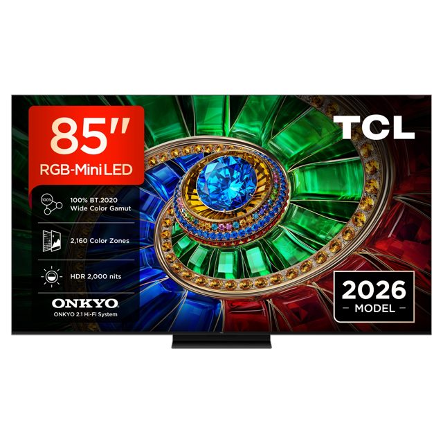 TCL 85 RGB Mini LED TV, 4K UHD, 144Hz, Smart Google TV 85RM7L-UK Black