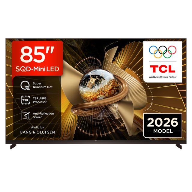 TCL 85 SQD Mini LED 4K UHD TV, 144 Hz, Smart Google TV, Audio by Bang + Olufsen 85X11L-UK Black