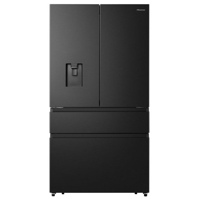 Hisense PureFlat French Style Fridge Freezer With Water Dispenser Non Plumbed RF749N4SWFE BLACK STEEL