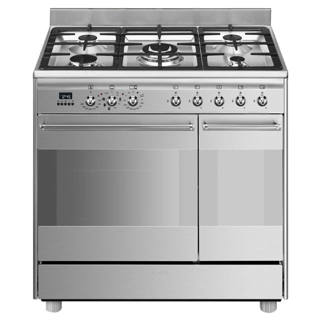 Smeg 90cm Concert Dual Fuel Twin Range Cooker SCB92MX8 Stainless Steel