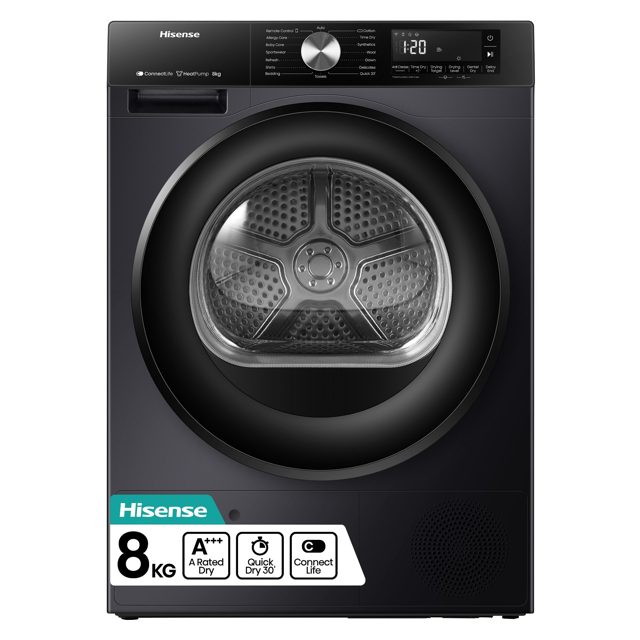 Hisense 8kg 3S Series Heat Pump Condenser Tumble Dryer DH3S802BB3 Black