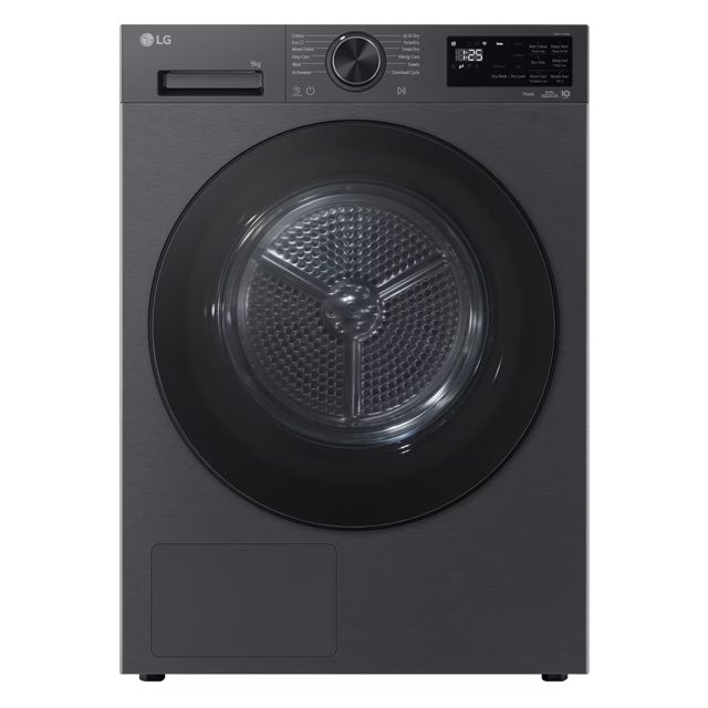 LG Series 5 AI Dry 9kg Heat Pump Tumble Dryer RHX5009TBB Matte Black