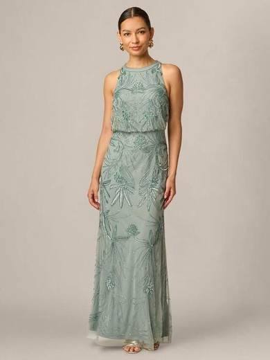 Adrianna Papell Beaded A-Line Dress, Sage