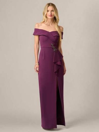 Adrianna Papell Off Shoulder Column Gown, Pinot Noir