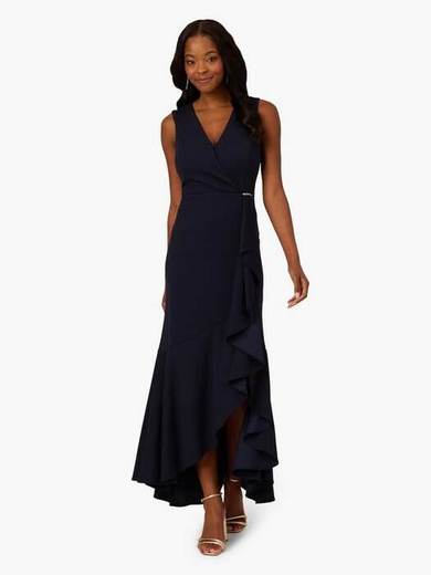 Adrianna Papell Papell Studio Ruffle Flounce Crepe Dress, Midnight