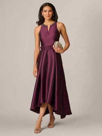 Adrianna Papell Petite Mikado High Low Dress, Pinot Noir