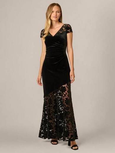 Adrianna Papell Velvet Combo Maxi Dress, Black