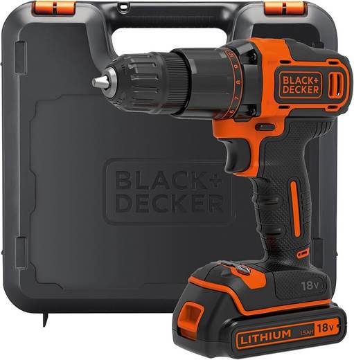 BLACK+DECKER 18V Cordless Hammer Drill, BCD700S1K-GB