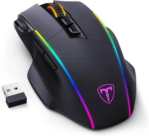Wireless Gaming Mouse, 2.4G/USB-C/Bluetooth, Up to 10,000DPI, RGB Backlit