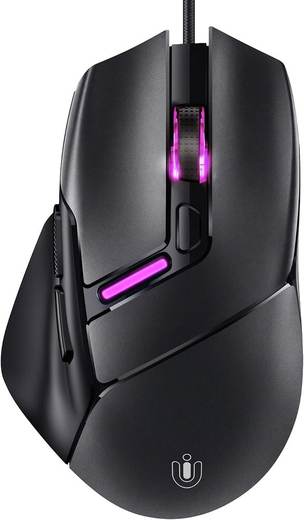 Uineer Wired Gaming Mouse, 12800 DPI, 6 Programmable Buttons, RGB, USB-A