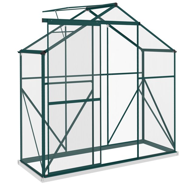 Outsunny 6 x 2.5ft Polycarbonate Greenhouse Walk-In Green House with Rain Gutter